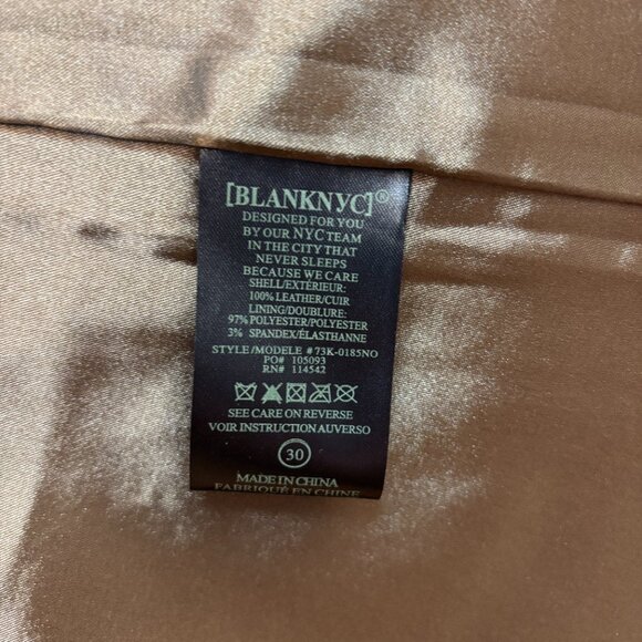 Blank NYC Asymmetrical Leather Mini Skirt - neutral brown zipper detail - Picture 9 of 10